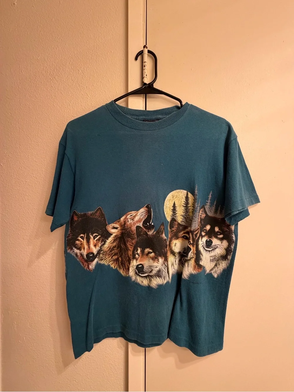 Habitat Teal Blue Wolf Pack Graphic Dog Tee